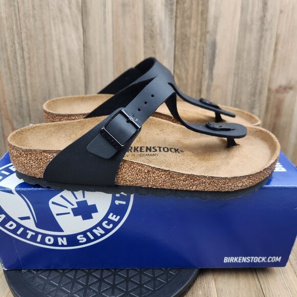 Womens Birkenstock Gizeh BS size 7 (Euro 38) Black Leather Flip Flops Sandals - Picture 3 of 8